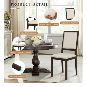 COLAMY Upholstered Kitchen Dining Chair, Wood Dining Chair with Back
